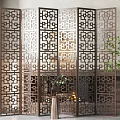 New Chinese Style Screen Partition 3d model