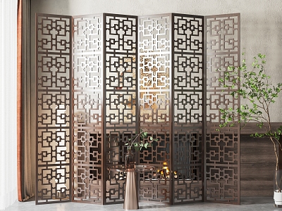 New Chinese Style Screen Partition 3d model