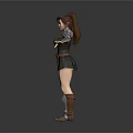 3D Fantasy Female Warrior Character With Armor And Open Arms Pose