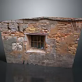 Old Building Brick Wall With Weathered Bricks Vintage Window And Textured Surface 3d model