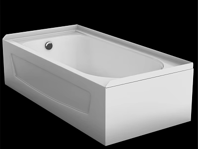 White Modern Rectangular Acrylic Bathtub With Smooth Surface And Side Panel Design 3d model