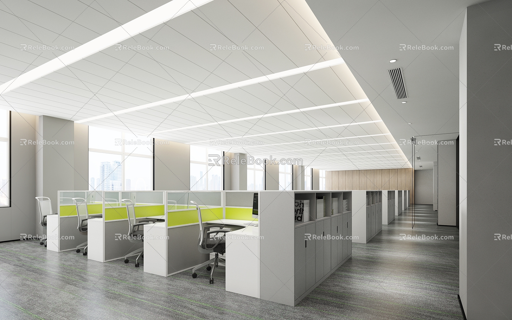 Open office in modern public office area 3d model