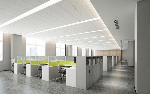 Open office in modern public office area 3d model