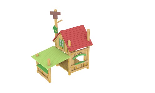 Modern Wooden Doll House 3d model