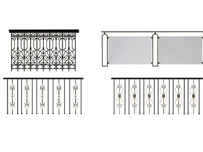 Various Decorative Iron Fence Designs With Intricate Patterns And Railings 3d model