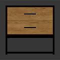 Modern Bedside Table With Two Drawers Wooden Front Dark Body And Black Metal Frame