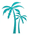 Two Blue Palm Trees Simple Illustration With Tropical Leaf Design 3d model