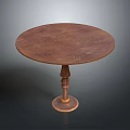 Round Wooden Table With Carved Pedestal Base Classic Design And Smooth Brown Top