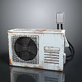 Old Rusty Computer Tower With Cooling Fan And Power Cable 3d model