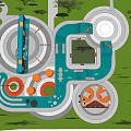 Children's Play Area Design With Circular Paths Green Lawns And Interactive Installations