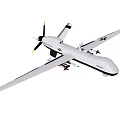 Unmanned Military Fighter Jet With Long Wing Propeller And Mounted Missiles