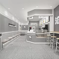 Modern Bubble Tea Shop Interior With Counter Seating And Simple Decor 3d model