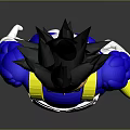Anime Character With Spiky Black Hair In Blue Yellow Costume Standing Pose