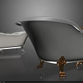 Vintage Freestanding Bathtubs With Gold Faucets And Brass Claw Feet Design