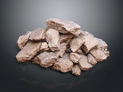 Large Natural Brown Stone Stacked Pile With Rough Surface Texture 3d model