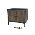 Modern Wooden Drawer Bedside Table With Gray Frame And Black Metal Legs