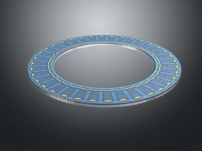Regular Structured Circular Mechanical Component Design With Blue Panels And Yellow Accent Lines 3d model