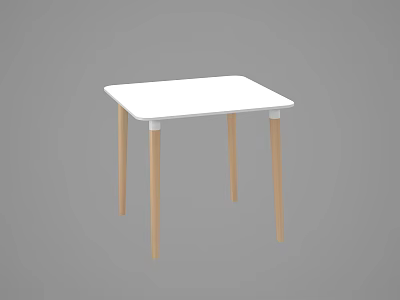 Modern Minimalist Side Table With White Square Top And Wooden Legs 3d model