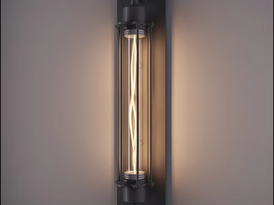 Industrial Wall Sconce With Metal Frame Glass Shade And Spiral Filament Bulb For Warm Illumination 3d model