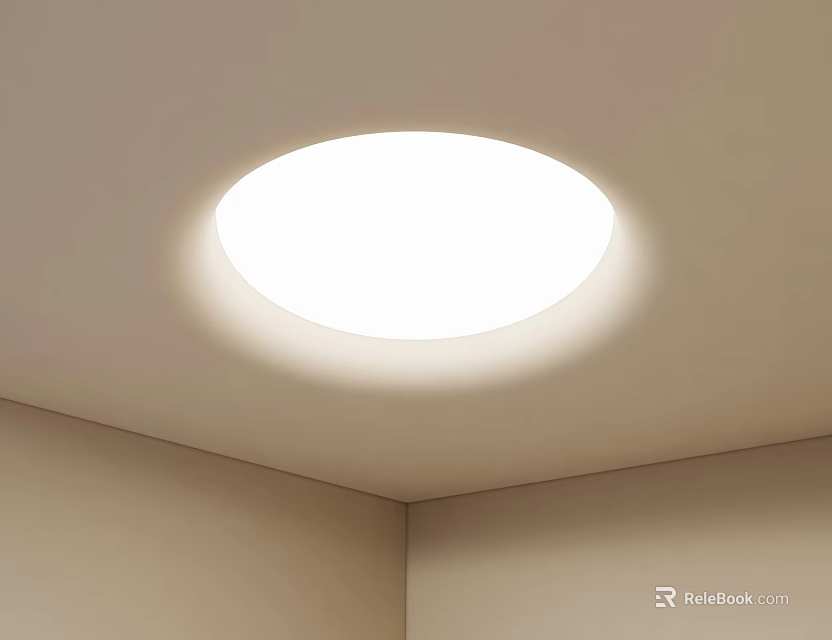 Modern Light Colored Ceiling Design With Recessed Round Light Fixture 3d model 