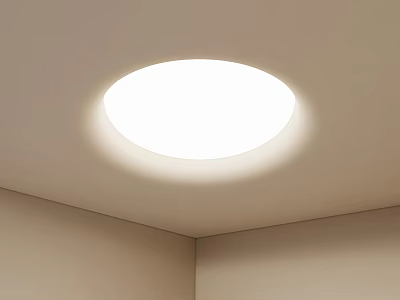Modern Light Colored Ceiling Design With Recessed Round Light Fixture 3d model