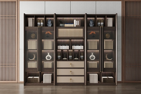 New Chinese Bookcase 3d model