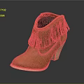 Brown Fringe Decorated Boots With Wooden Heel And White Sole Design