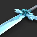 Blue Crystal Fantasy Sword With Geometric Design And Sharp Blade 3d model