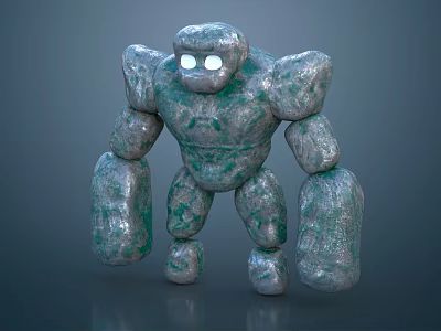Mystical Rock Giant Character With Glowing Eyes As Stone Creature Design 3d model