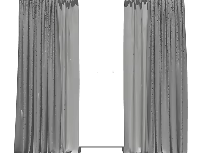 Gray Velvet Curtains With Elegant Drape For Home Window Decor 3d model