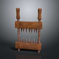 Wooden Device With Two Vertical Handles And Double Layers Of Metal Spikes On Base