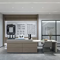 Modern Furniture Showroom With Open Space Glass Windows And Indoor Plants