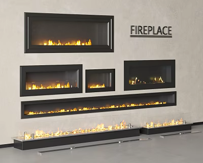 Modern fireplace combination simulation fire floor fireplace metal fireplace 3d model