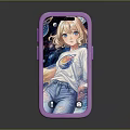 Purple Phone Case Featuring Anime Girl With Starry Sky And Planet Design