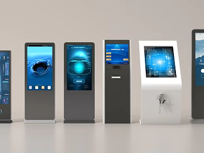 Modern Public Self Service Kiosks With Touch Screen Displays And Digital Interfaces 3d model