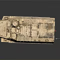 Military Armored Tank With Desert Tan Weathered Surface Turret Antenna And Metal Tracks