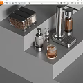 Modern Stainless Steel Kitchen Appliances Featuring Coffee Machine Storage Jars Coffee Beans And Glass Cup