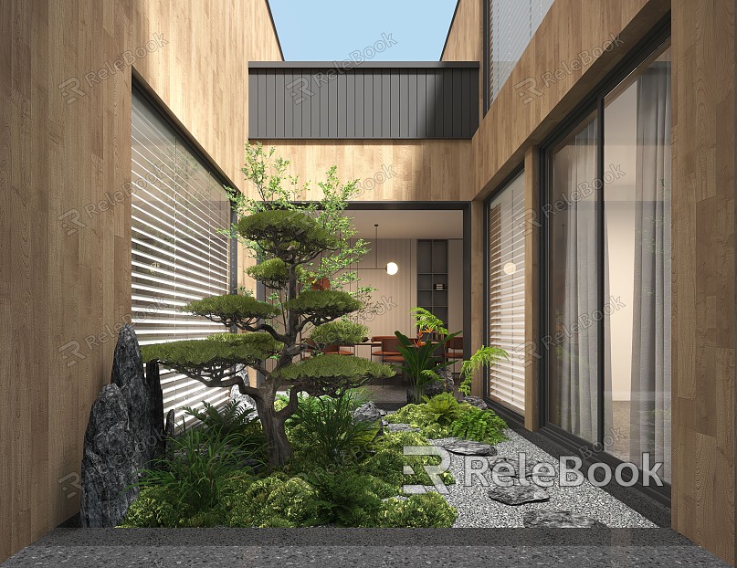 Modern courtyard landscape model