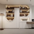 Modern Study Room Interior With Built in Wooden Bookshelves Floor Lamp And Writing Desk
