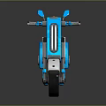Modern Blue and Gray Scooter with Orange Accents Black Seat and Stylish Wheels