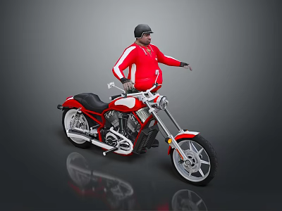 Red And White Custom Motorcycle With Black Seat And Chrome Accents Design 3d model Red And White Custom Motorcycle With Black Seat And Chrome Accents Design 3d model
