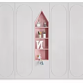 Playful Decorative Wardrobe Design With House Shaped Shelves Cloud Star Patterns And Arch Storage