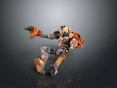 Colorful Mechanical Robot Creature With Detailed Biomechanical Parts And Armor Design 3d model