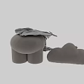Gray Cloud Shaped Stools With Soft Striped Cloth Cover For Modern Home Decor