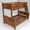 Wooden Bunk Bed With Ladder Guardrails And Simple Design For Bedroom