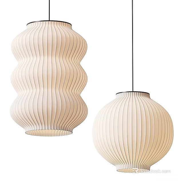 Modern Stylish Pendant Lights With Pleated Design And Textured Finish For Home Decor 3d model 