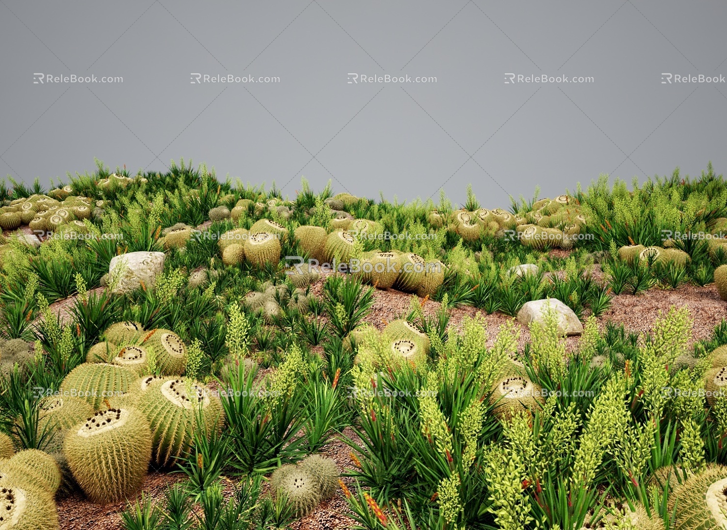 Modern Grassland Shrubs Grass Green Plant Shrubs 3d model