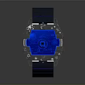 Modern Wristwatch With Dark Blue Strap Blue Dial And Metal Frame