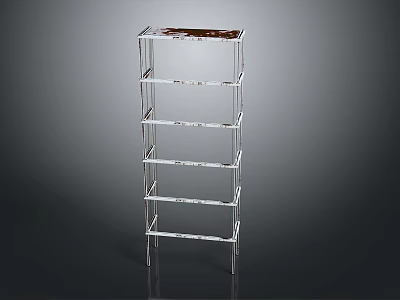 Transparent Multi tier Equipment Storage Rack With Metal Frame And Multiple Shelves 3d model