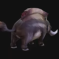 Fierce Fantasy Boar Game Character With Large Tusks Spiked Mane And White Stripes